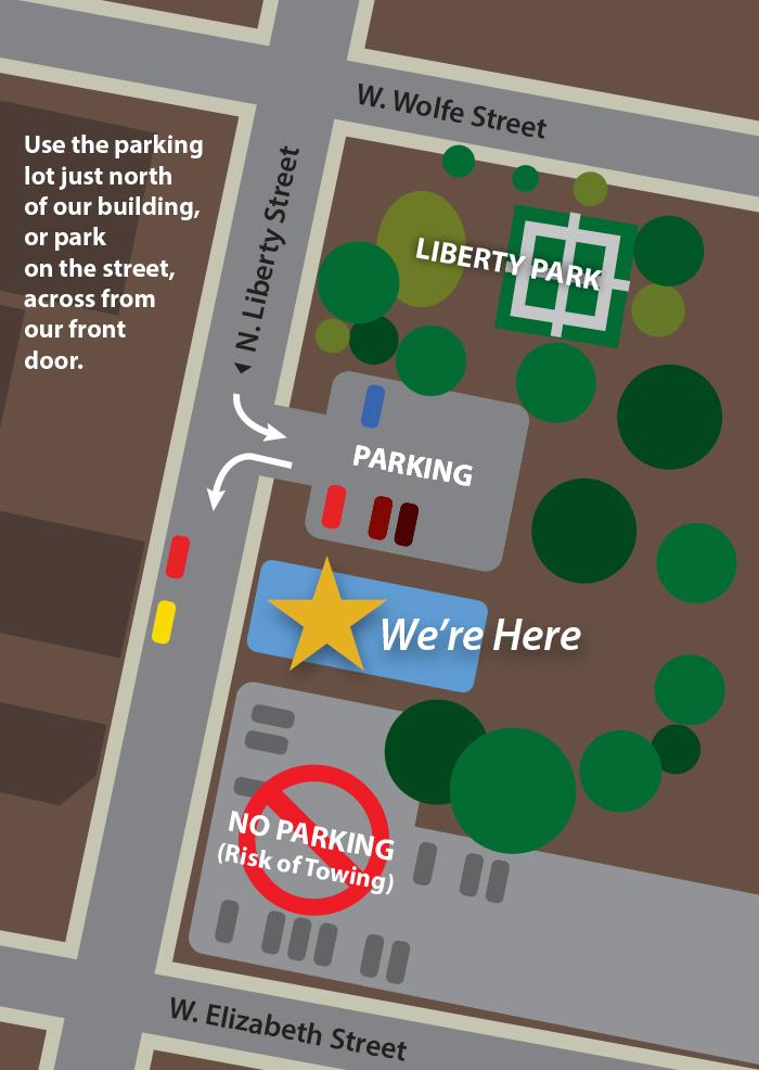 Parking map for Shen-Valley Band Instruments